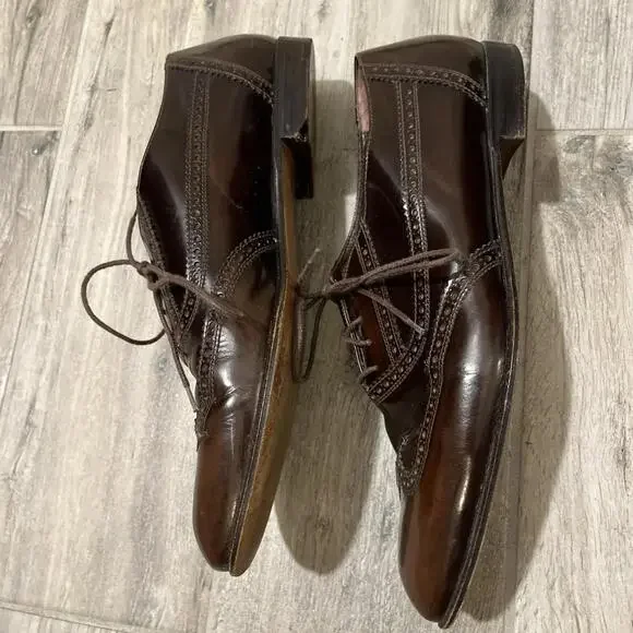 GORGEOUS BRUNO MAGLI BURGUNDY WINGTIP OXFORD MENS SHOES SIZE 10M HANDMADE ITALY - Picture 6 of 12